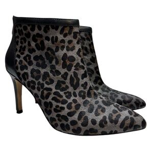 Adrienne Vittadini Nyla Fine Leather Calf Hair leopard print heels booties shoes